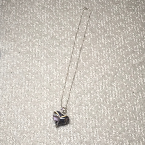 Handmade Blown Glass Heart Necklace - Picture 2 of 4